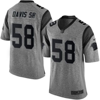 Panthers #58 Thomas Davis Sr Gray Men's Stitched NFL Limited Gridiron Gray Jersey Panthers #58 Thomas Davis Sr Gray Men's Stitched NFL Limited Gridiron Gray Jersey
