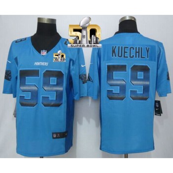Panthers #59 Luke Kuechly Blue Alternate Super Bowl 50 Men's Stitched NFL Limited Strobe Jersey Panthers #59 Luke Kuechly Blue Alternate Super Bowl 50 Men's Stitched NFL Limited Strobe Jersey