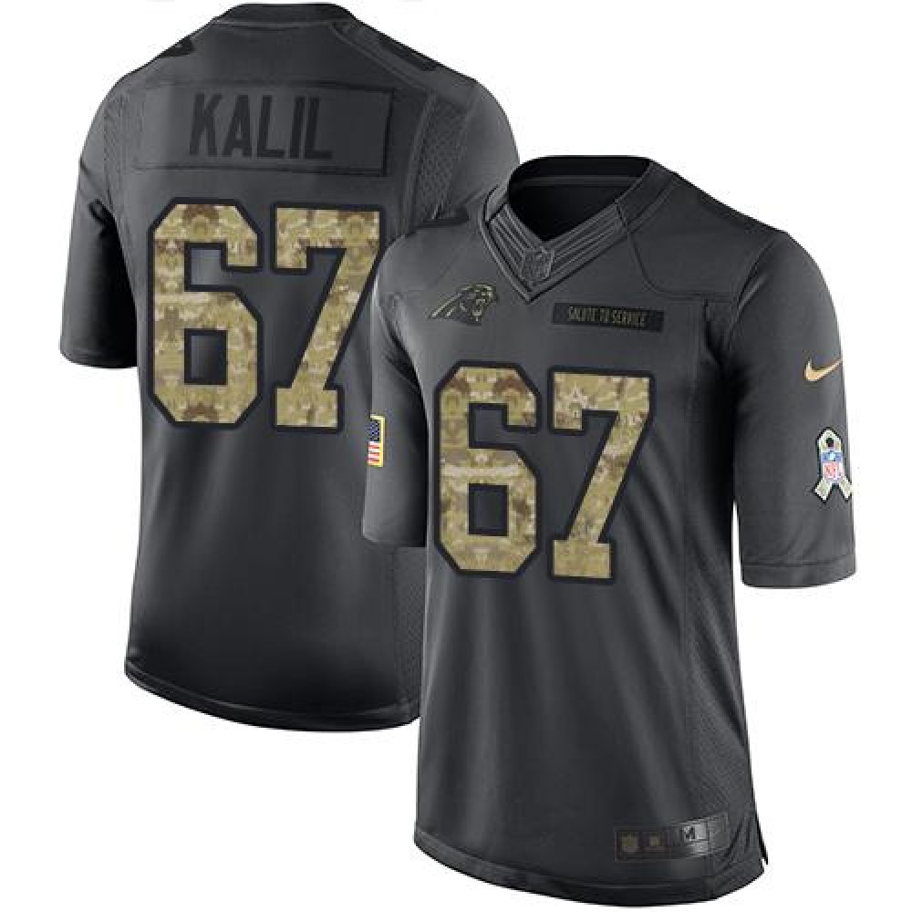 Panthers #67 Ryan Kalil Black Men's Stitched NFL Limited 2016 Salute to Service Jersey
