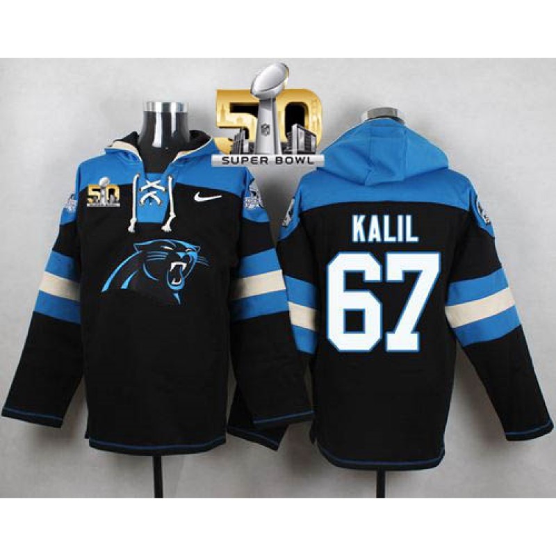 Nike Panthers #67 Ryan Kalil Black Super Bowl 50 Player Pullover NFL Hoodie Nike Panthers #67 Ryan Kalil Black Super Bowl 50 Player Pullover NFL Hoodie