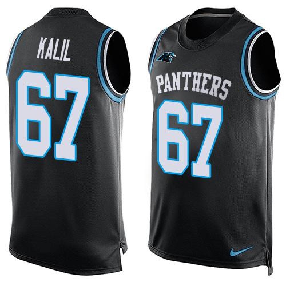 Panthers #67 Ryan Kalil Black Team Color Men's Stitched NFL Limited Tank Top Jersey