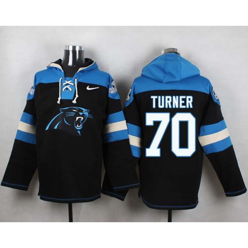 Panthers #70 Trai Turner Black Player Pullover NFL Hoodie