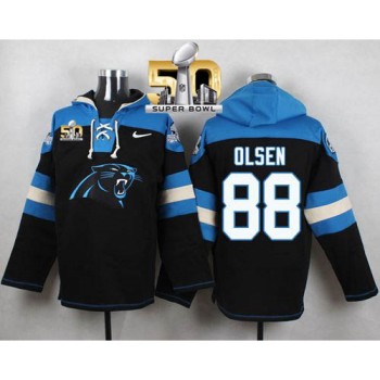 Panthers #88 Greg Olsen Black Super Bowl 50 Player Pullover NFL Hoodie Panthers #88 Greg Olsen Black Super Bowl 50 Player Pullover NFL Hoodie