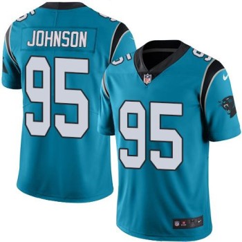 Panthers #95 Charles Johnson Blue Men's Stitched NFL Limited Rush Jersey Panthers #95 Charles Johnson Blue Men's Stitched NFL Limited Rush Jersey