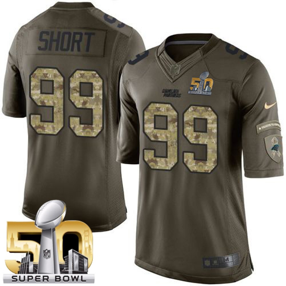 Panthers #99 Kawann Short Green Super Bowl 50 Men's Stitched NFL Limited Salute to Service Jersey