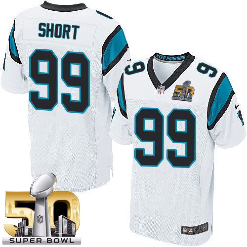Panthers #99 Kawann Short White Super Bowl 50 Men's Stitched NFL Elite Jersey