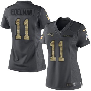 Patriots #11 Julian Edelman Black Women's Stitched NFL Limited 2016 Salute to Service Jersey Patriots #11 Julian Edelman Black Women's Stitched NFL Limited 2016 Salute to Service Jersey
