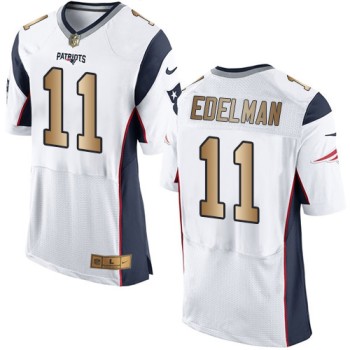 Patriots #11 Julian Edelman White Men's Stitched NFL New Elite Gold Jersey Patriots #11 Julian Edelman White Men's Stitched NFL New Elite Gold Jersey