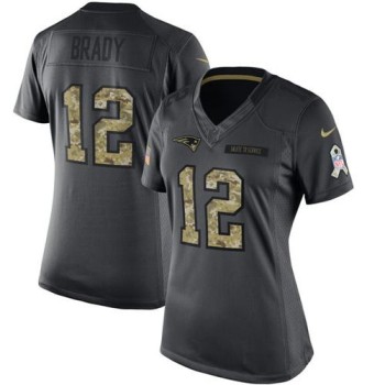 Patriots #12 Tom Brady Black Women's Stitched NFL Limited 2016 Salute to Service Jersey Patriots #12 Tom Brady Black Women's Stitched NFL Limited 2016 Salute to Service Jersey
