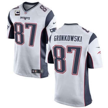 Patriots #87 Rob Gronkowski White With C Patch Youth Stitched NFL New Elite Jersey Patriots #87 Rob Gronkowski White With C Patch Youth Stitched NFL New Elite Jersey