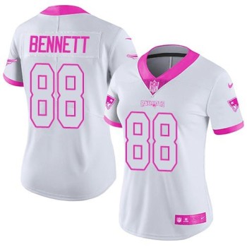 Patriots #88 Martellus Bennett White/Pink Women's Stitched NFL Limited Rush Fashion Jersey Patriots #88 Martellus Bennett White/Pink Women's Stitched NFL Limited Rush Fashion Jersey