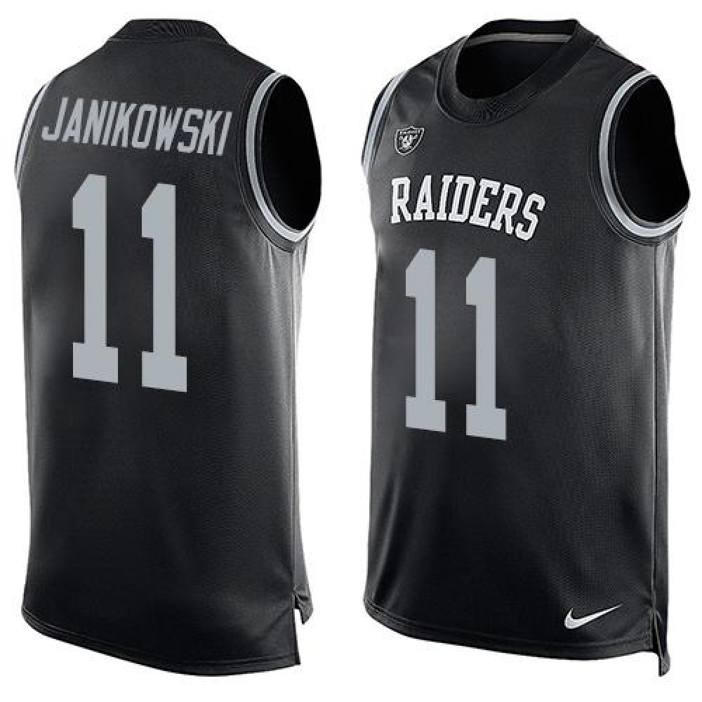 Raiders #11 Sebastian Janikowski Black Team Color Men's Stitched NFL Limited Tank Top Jersey