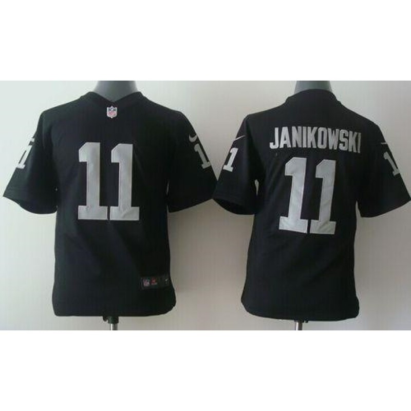 Nike Raiders #11 Sebastian Janikowski Black Team Color Youth Stitched NFL Elite Jersey Nike Raiders #11 Sebastian Janikowski Black Team Color Youth Stitched NFL Elite Jersey