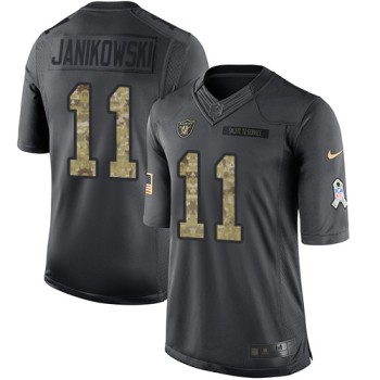 Raiders #11 Sebastian Janikowski Black Youth Stitched NFL Limited 2016 Salute to Service Jersey