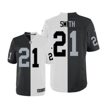 Raiders #21 Sean Smith White/Black Men's Stitched NFL Elite Split Jersey Raiders #21 Sean Smith White/Black Men's Stitched NFL Elite Split Jersey
