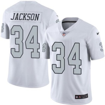 Raiders #34 Bo Jackson White Men's Stitched NFL Limited Rush Jersey Raiders #34 Bo Jackson White Men's Stitched NFL Limited Rush Jersey