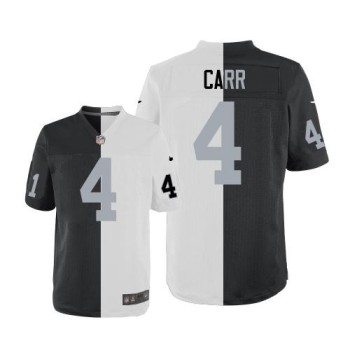Raiders #4 Derek Carr White/Black Men's Stitched NFL Elite Split Jersey Raiders #4 Derek Carr White/Black Men's Stitched NFL Elite Split Jersey