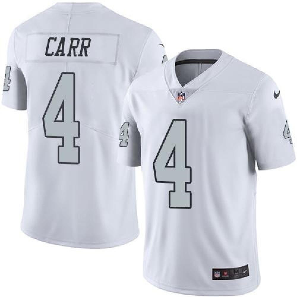 Raiders #4 Derek Carr White Men's Stitched NFL Limited Rush Jersey