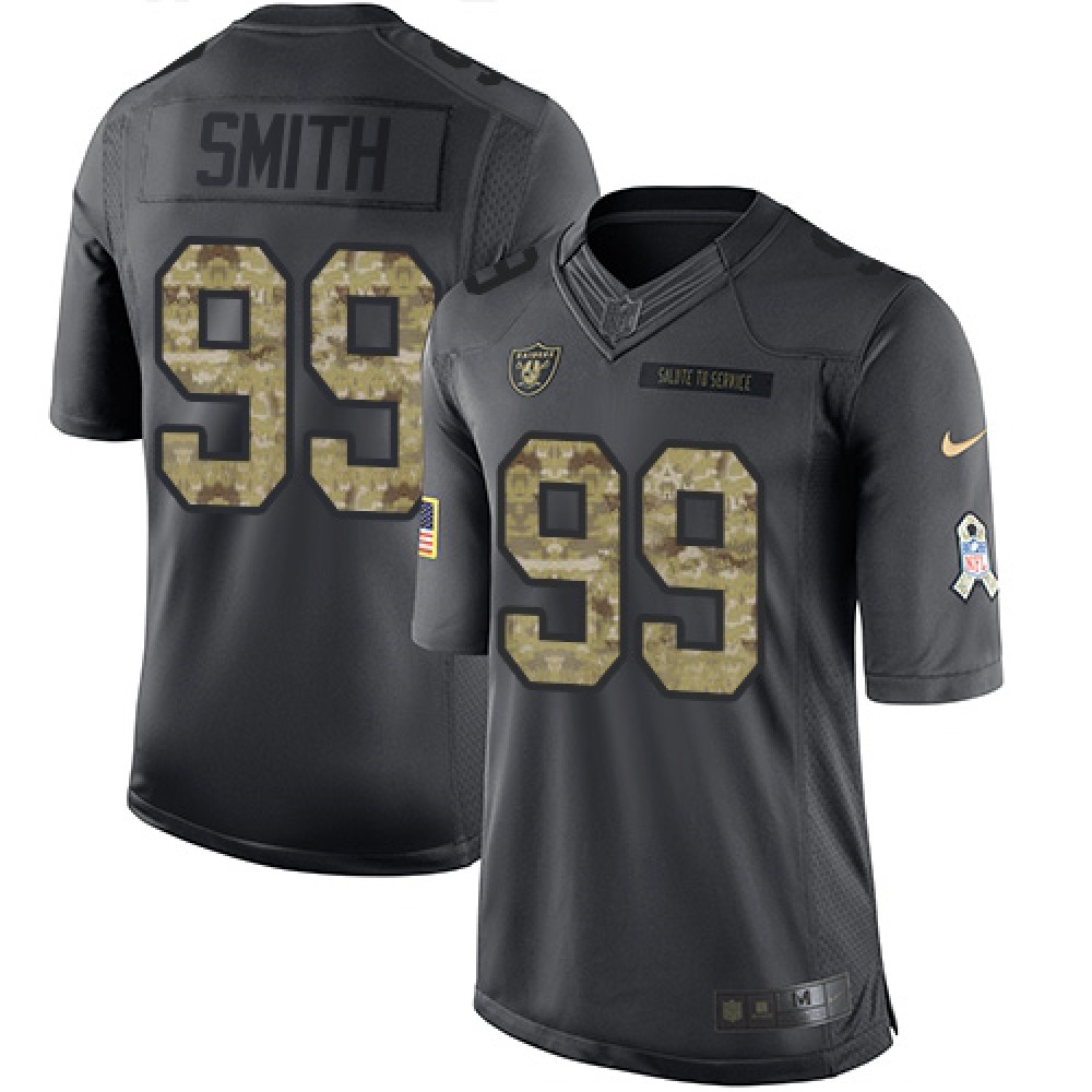 Raiders #99 Aldon Smith Black Men's Stitched NFL Limited 2016 Salute To Service Jersey
