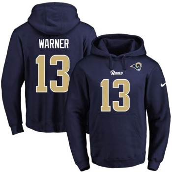 Rams #13 Kurt Warner Navy Blue Name & Number Pullover NFL Hoodie Rams #13 Kurt Warner Navy Blue Name & Number Pullover NFL Hoodie