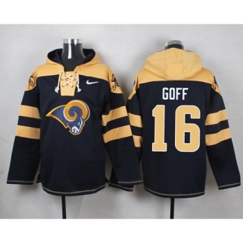 Rams #16 Jared Goff Navy Blue Player Pullover Hoodie Rams #16 Jared Goff Navy Blue Player Pullover Hoodie