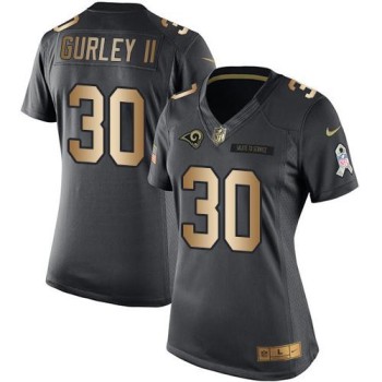 Rams #30 Todd Gurley II Black Women's Stitched NFL Limited Gold Salute to Service Jersey Rams #30 Todd Gurley II Black Women's Stitched NFL Limited Gold Salute to Service Jersey
