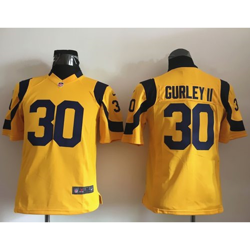 Rams #30 Todd Gurley II Gold Youth Stitched NFL Elite Rush Jersey