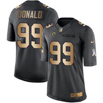 Rams #99 Aaron Donald Black Men's Stitched NFL Limited Gold Salute To Service Jersey Rams #99 Aaron Donald Black Men's Stitched NFL Limited Gold Salute To Service Jersey
