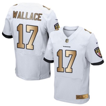 Ravens #17 Mike Wallace White Men's Stitched NFL New Elite Gold Jersey Ravens #17 Mike Wallace White Men's Stitched NFL New Elite Gold Jersey