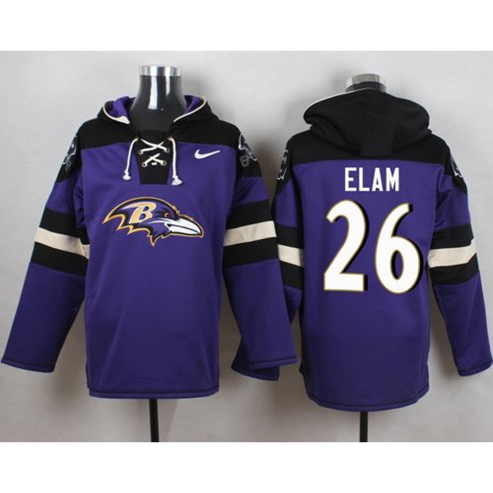 Ravens #26 Matt Elam Purple Player Pullover NFL Hoodie