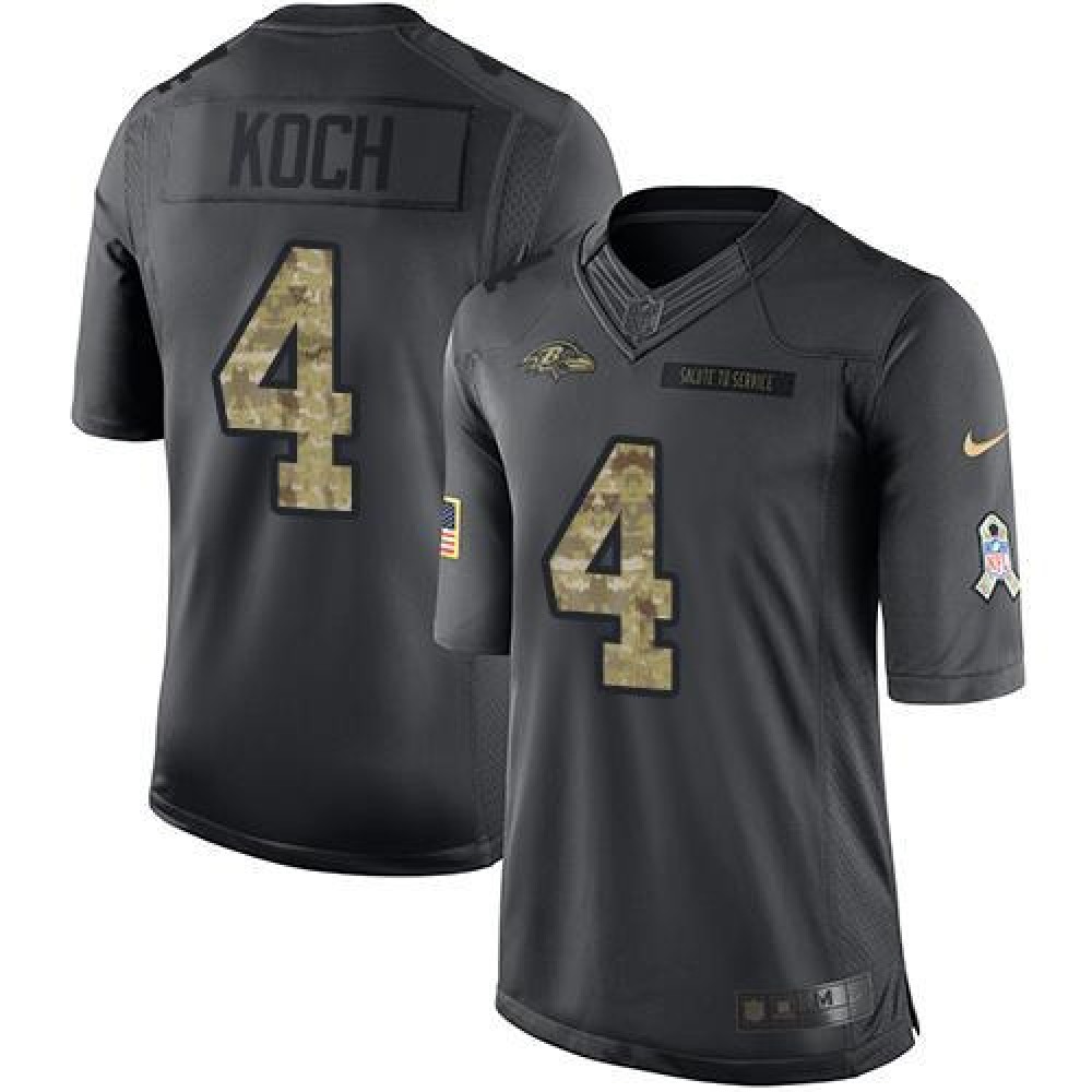 Ravens #4 Sam Koch Black Men's Stitched NFL Limited 2016 Salute to Service Jersey