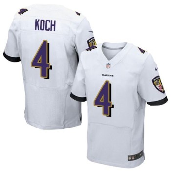 Ravens #4 Sam Koch White Men's Stitched NFL New Elite Jersey Ravens #4 Sam Koch White Men's Stitched NFL New Elite Jersey