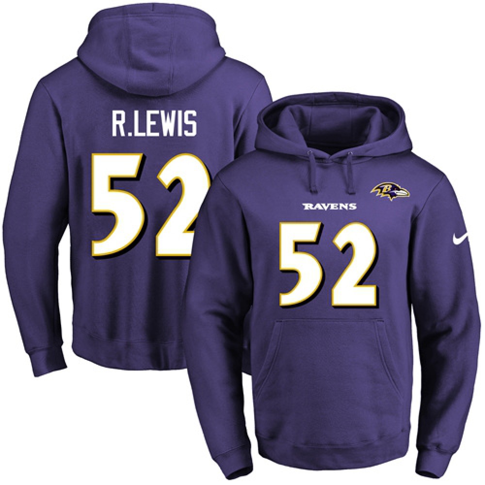 Ravens #52 Ray Lewis Purple Name & Number Pullover NFL Hoodie