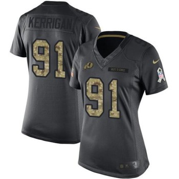 Redskins #91 Ryan Kerrigan Black Women's Stitched NFL Limited 2016 Salute to Service Jersey