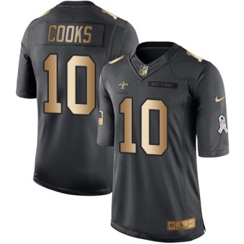 Saints #10 Brandin Cooks Black Men's Stitched NFL Limited Gold Salute To Service Jersey Saints #10 Brandin Cooks Black Men's Stitched NFL Limited Gold Salute To Service Jersey
