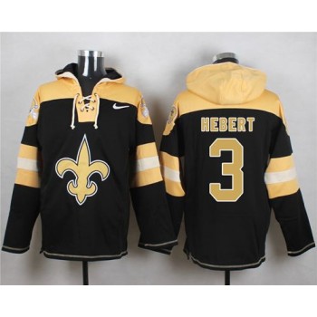 Saints #3 Bobby Hebert Black Player Pullover NFL Hoodie Saints #3 Bobby Hebert Black Player Pullover NFL Hoodie