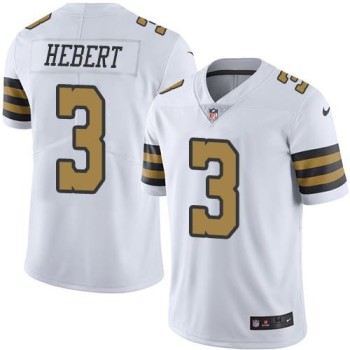 Saints #3 Bobby Hebert White Men's Stitched NFL Limited Rush Jersey Saints #3 Bobby Hebert White Men's Stitched NFL Limited Rush Jersey