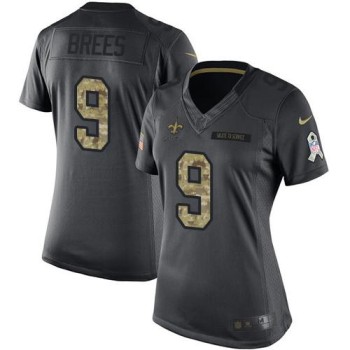 Saints #9 Drew Brees Black Women's Stitched NFL Limited 2016 Salute to Service Jersey Saints #9 Drew Brees Black Women's Stitched NFL Limited 2016 Salute to Service Jersey