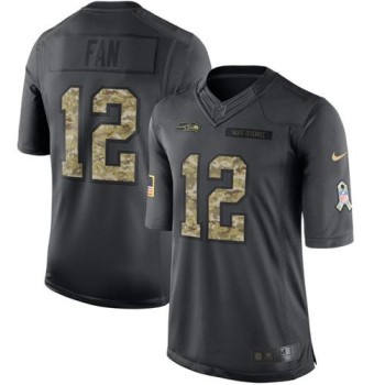 Seahawks #12 Fan Black Men's Stitched NFL Limited 2016 Salute to Service Jersey Seahawks #12 Fan Black Men's Stitched NFL Limited 2016 Salute to Service Jersey