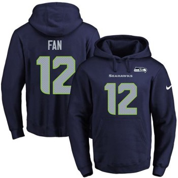 Seahawks #12 Fan Navy Blue Name & Number Pullover NFL Hoodie Seahawks #12 Fan Navy Blue Name & Number Pullover NFL Hoodie