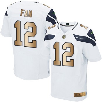 Seahawks #12 Fan White Men's Stitched NFL Elite Gold Jersey Seahawks #12 Fan White Men's Stitched NFL Elite Gold Jersey