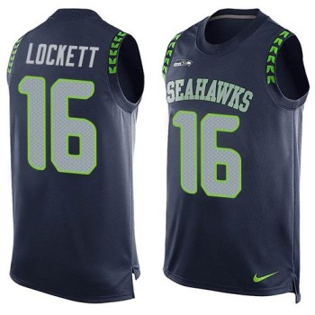 Seahawks #16 Tyler Lockett Steel Blue Team Color Men's Stitched NFL Limited Tank Top Jersey Seahawks #16 Tyler Lockett Steel Blue Team Color Men's Stitched NFL Limited Tank Top Jersey