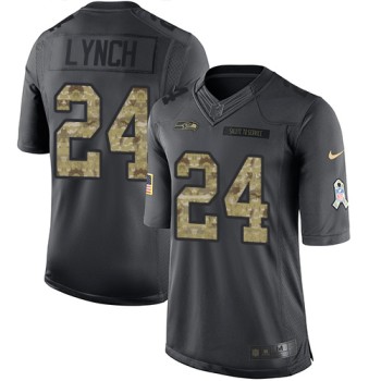 Seahawks #24 Marshawn Lynch Black Men's Stitched NFL Limited 2016 Salute to Service Jersey Seahawks #24 Marshawn Lynch Black Men's Stitched NFL Limited 2016 Salute to Service Jersey