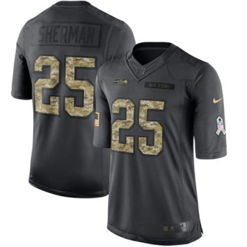 Seahawks #25 Richard Sherman Black Men's Stitched NFL Limited 2016 Salute to Service Jersey Seahawks #25 Richard Sherman Black Men's Stitched NFL Limited 2016 Salute to Service Jersey