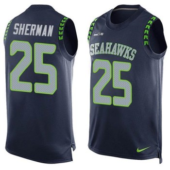 Seahawks #25 Richard Sherman Steel Blue Team Color Men's Stitched NFL Limited Tank Top Jersey Seahawks #25 Richard Sherman Steel Blue Team Color Men's Stitched NFL Limited Tank Top Jersey
