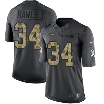 Seahawks #34 Thomas Rawls Black Men's Stitched NFL Limited 2016 Salute to Service Jersey Seahawks #34 Thomas Rawls Black Men's Stitched NFL Limited 2016 Salute to Service Jersey