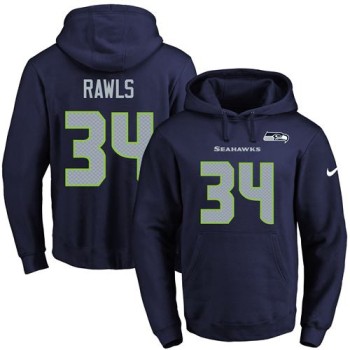 Seahawks #34 Thomas Rawls Navy Blue Name & Number Pullover NFL Hoodie Seahawks #34 Thomas Rawls Navy Blue Name & Number Pullover NFL Hoodie