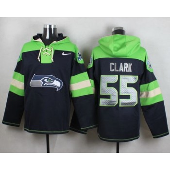 Seahawks #55 Frank Clark Steel Blue Player Pullover NFL Hoodie Seahawks #55 Frank Clark Steel Blue Player Pullover NFL Hoodie