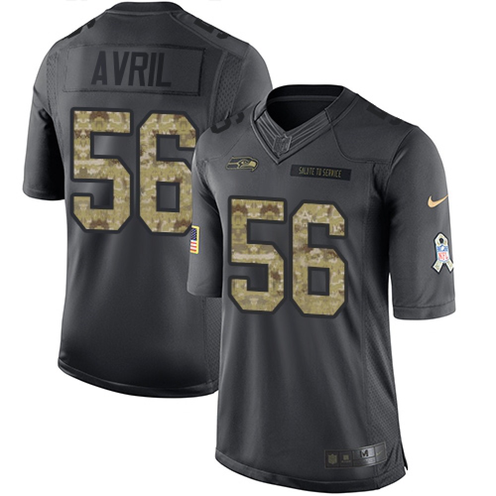 Seahawks #56 Cliff Avril Black Men's Stitched NFL Limited 2016 Salute to Service Jersey