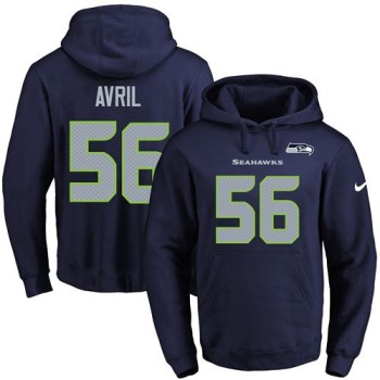 Seahawks #56 Cliff Avril Navy Blue Name & Number Pullover NFL Hoodie Seahawks #56 Cliff Avril Navy Blue Name & Number Pullover NFL Hoodie